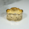 Wide Florentine Finish Gold Band with Scalloped Edges