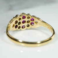 Glittering Ruby & Rose Cut Diamond 18k Gold Band