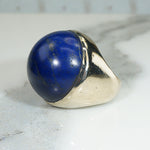 Fabulously Big Ball of Lapis Gold Ring