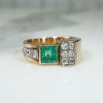 Ravishing Emerald & Diamond Retro Ring