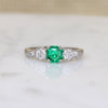 Octagonal Step Cut Emerald & Diamond Palladium Ring