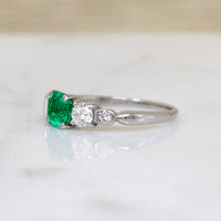 Octagonal Step Cut Emerald & Diamond Palladium Ring