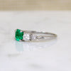 Octagonal Step Cut Emerald & Diamond Palladium Ring