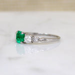 Octagonal Step Cut Emerald & Diamond Palladium Ring