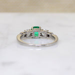 Octagonal Step Cut Emerald & Diamond Palladium Ring