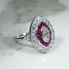 Marquise Diamond & Rubies Navette Target Ring