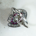 Marquise Diamond & Rubies Navette Target Ring