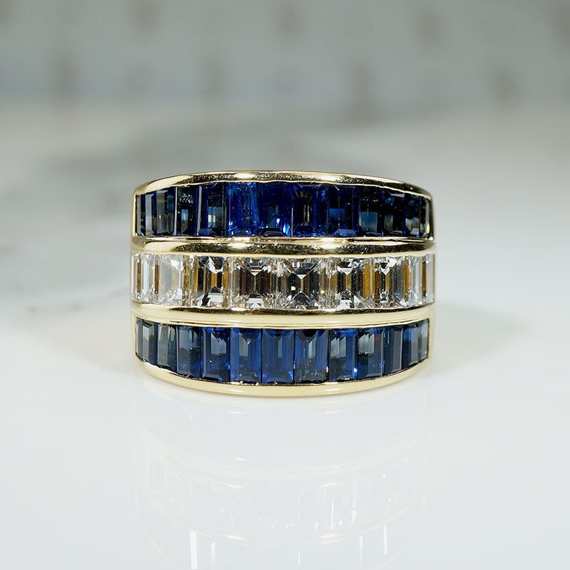 Luxe 18k Band with Dazzling Sapphires & Diamonds