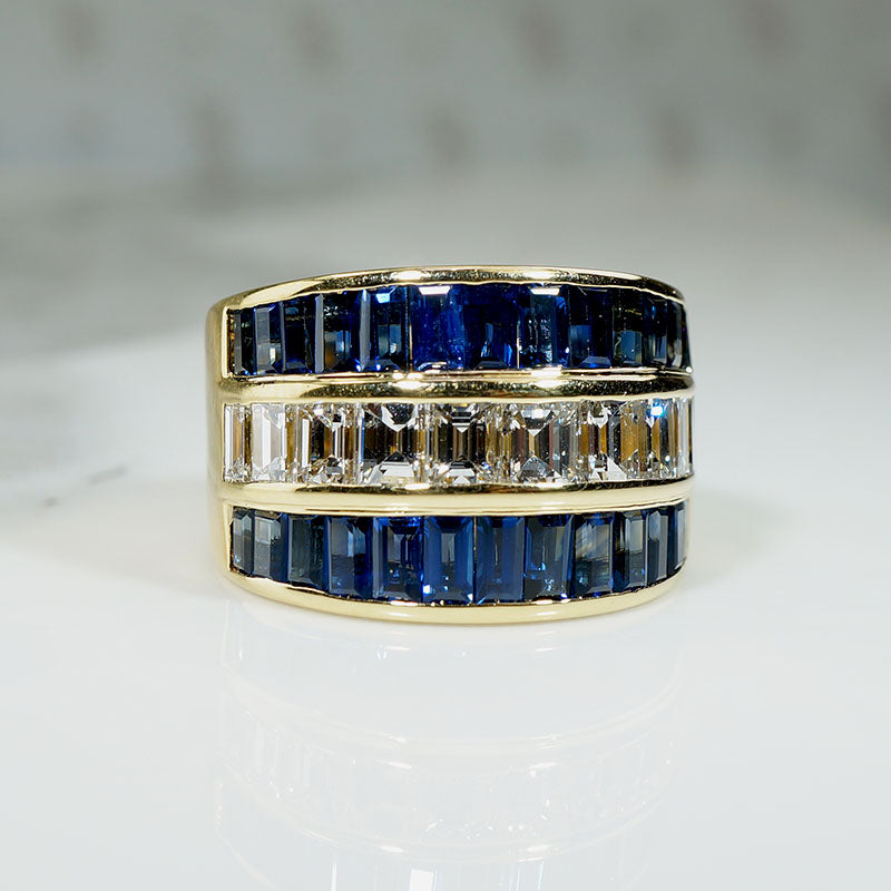 Luxe 18k Band with Dazzling Sapphires & Diamonds