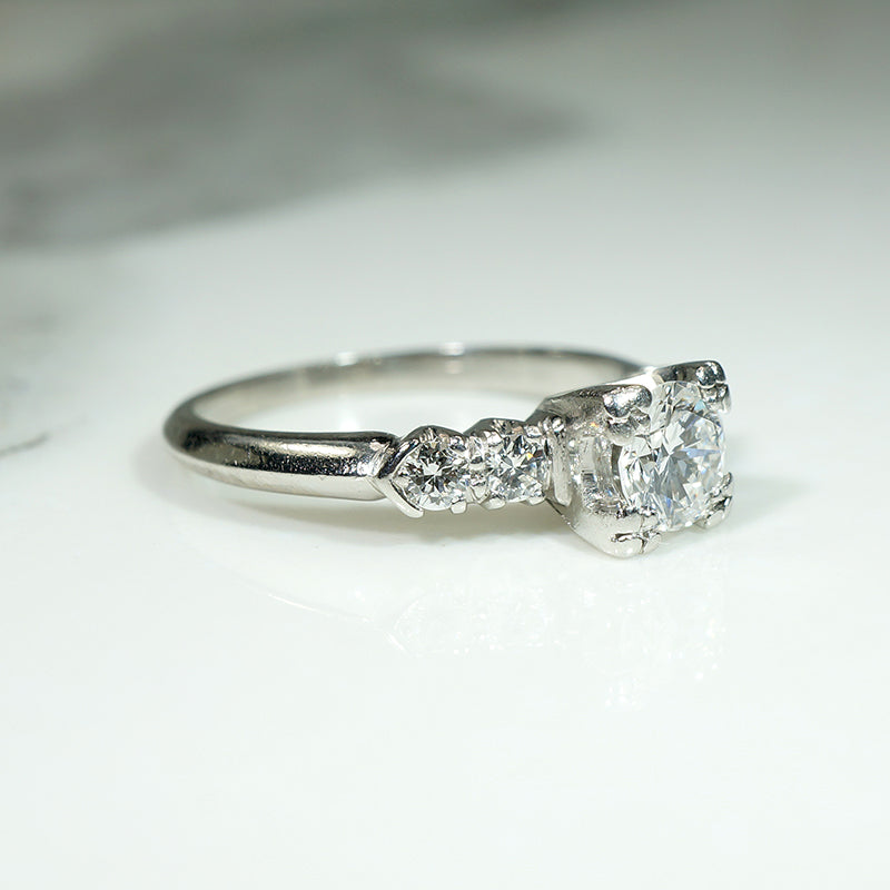 Elevated Diamond & Platinum 1940s Engagement Ring