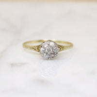 Darling Diamond Cluster in Two-Tone Art Deco Ring