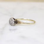 Darling Diamond Cluster in Two-Tone Art Deco Ring