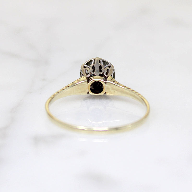 Darling Diamond Cluster in Two-Tone Art Deco Ring