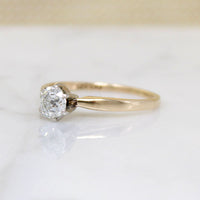 Old Mine Cut Diamond in Two-Tone Mid Century Solitaire
