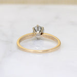 Old Mine Cut Diamond in Two-Tone Mid Century Solitaire