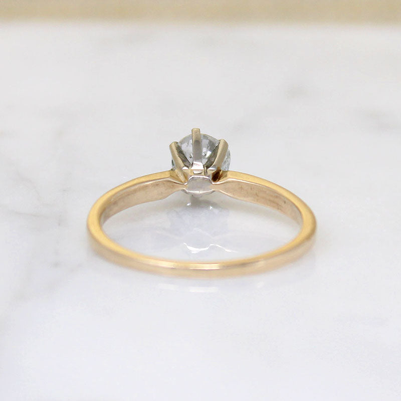 Old Mine Cut Diamond in Two-Tone Mid Century Solitaire