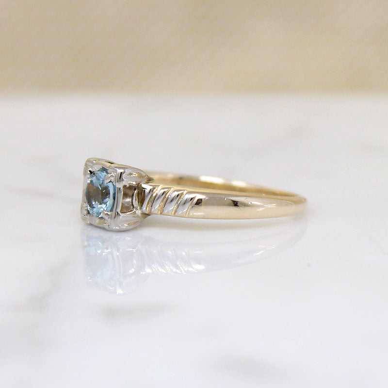 Soft Pastels Retro Aquamarine Solitaire Ring