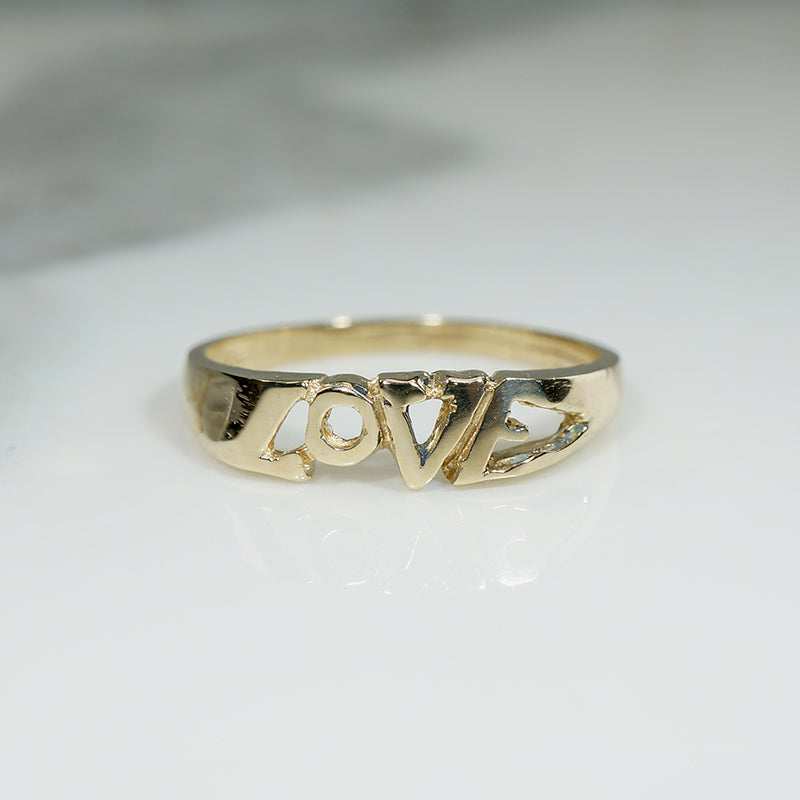 Groovy Pop Art 14k Gold "Love" Band