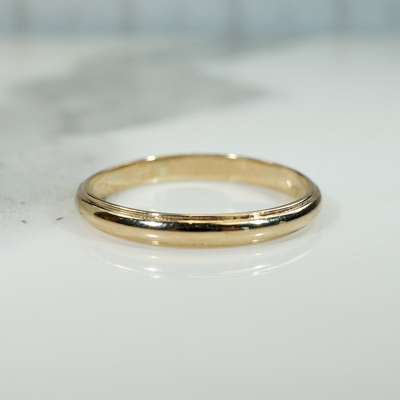 Size 12.5 Half Round Gold Band with Milgrain Edge