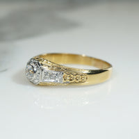 Stylish Art Deco Two-Tone Gold & Diamond Ring