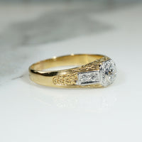 Stylish Art Deco Two-Tone Gold & Diamond Ring