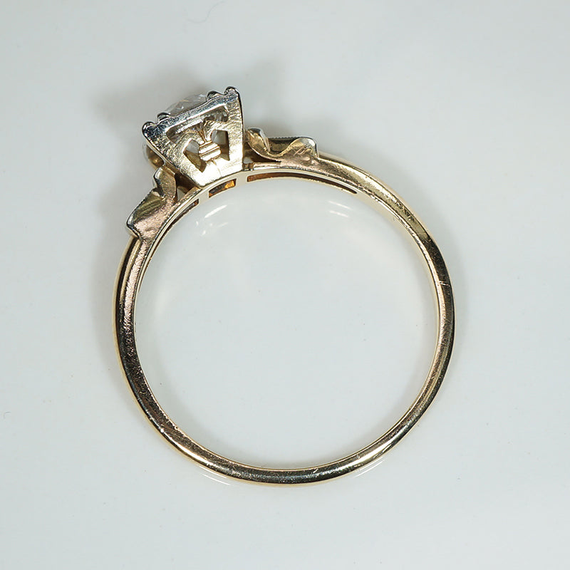 Two-Tone Gold Retro Ring with Old European Cut Diamond