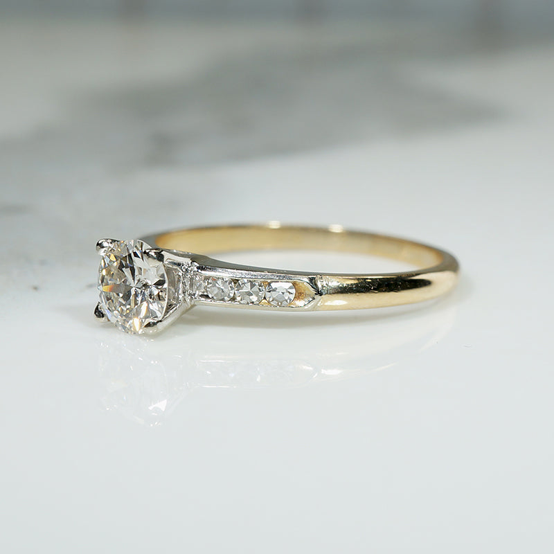 Graceful Mid Century Diamond Engagement Ring