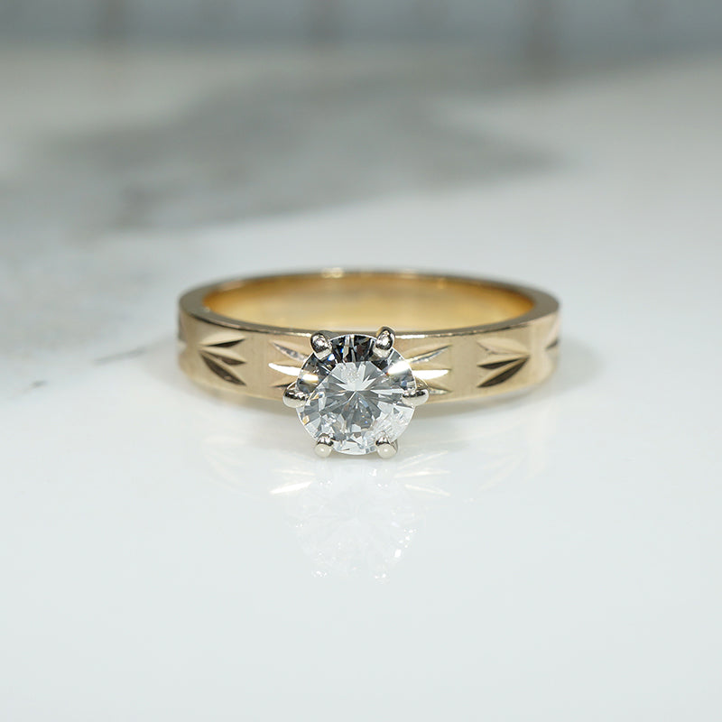 Fancy Florentine Finish Diamond Engagement Ring