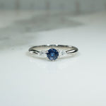 Pretty Petite Cornflower Blue Sapphire and Diamond Ring