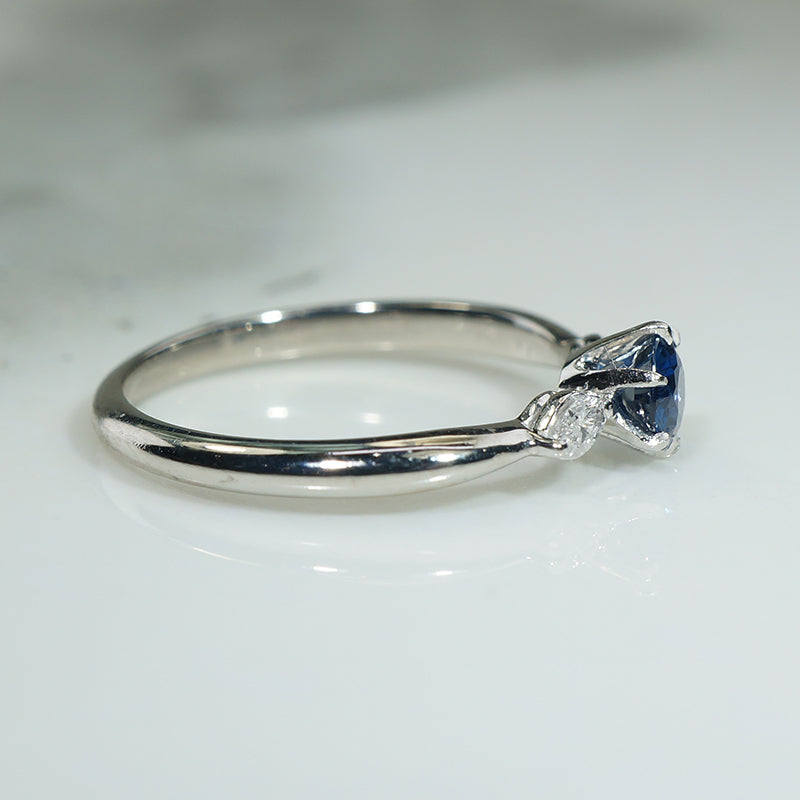 Pretty Petite Cornflower Blue Sapphire and Diamond Ring