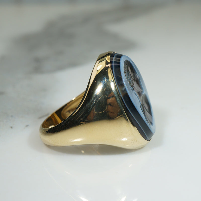 Ancient Roman Intaglio of Nike in 18k Recycled Gold