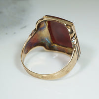 Roman Soldier Carnelian Intaglio in Heavy Gold Ring
