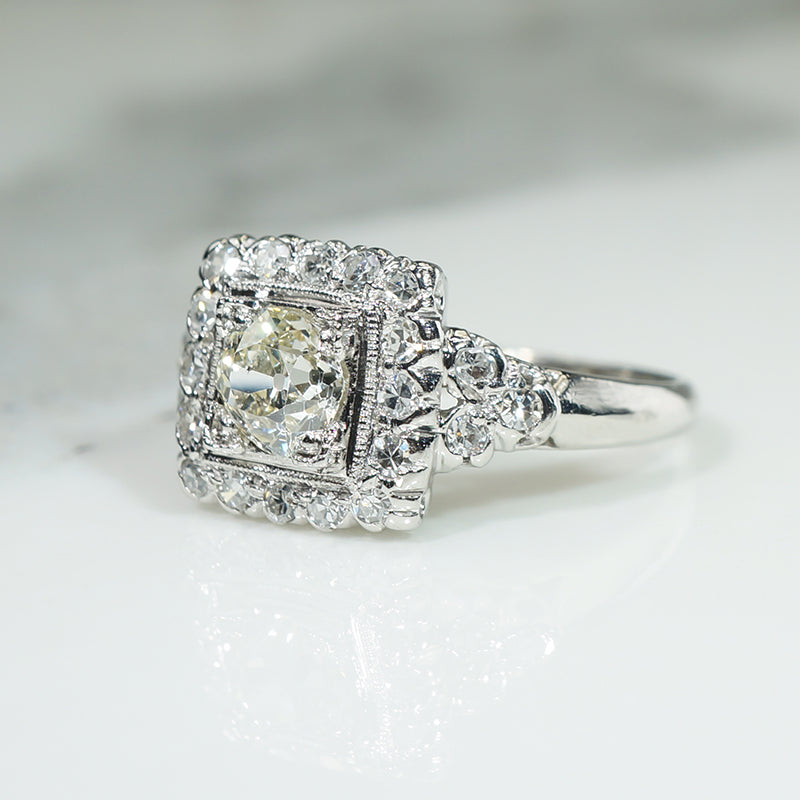 Edwardian Beauty Diamond Platinum Engagement Ring