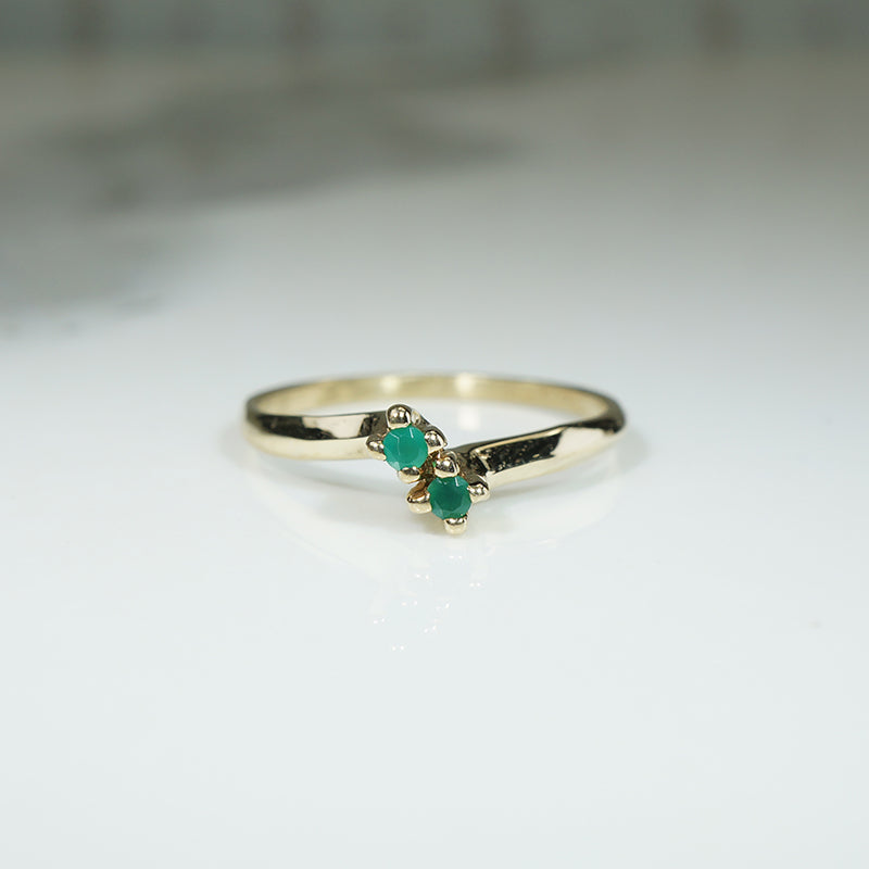 Vintage Gold and Emerald Crossover Ring