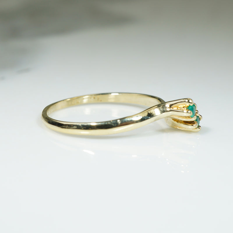 Vintage Gold and Emerald Crossover Ring