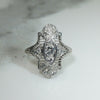 Lacy Beautiful Platinum Filigree Diamond Knuckle Ring