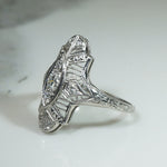 Lacy Beautiful Platinum Filigree Diamond Knuckle Ring