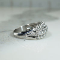 Three Row Platinum & Old European Cut Diamond Band