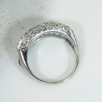 Three Row Platinum & Old European Cut Diamond Band
