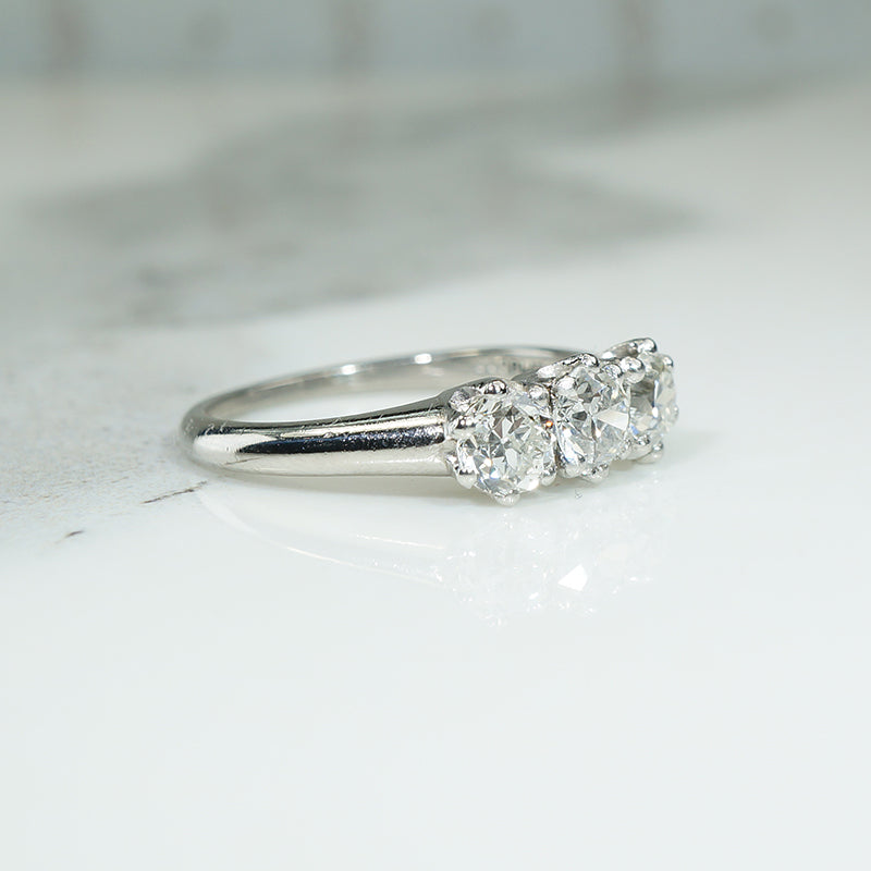 Dazzling Edwardian Diamond & Platinum Trilogy Ring 