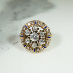 Beautiful Cluster of Old Diamonds In Gold Ring