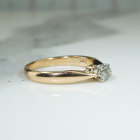 Old Mine Cut Diamond in Gold & Platinum Solitaire Engagement Ring
