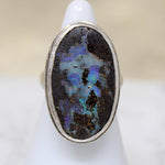 Unusual Opal in Engraved Sterling Silver Ring