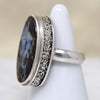 Unusual Opal in Engraved Sterling Silver Ring