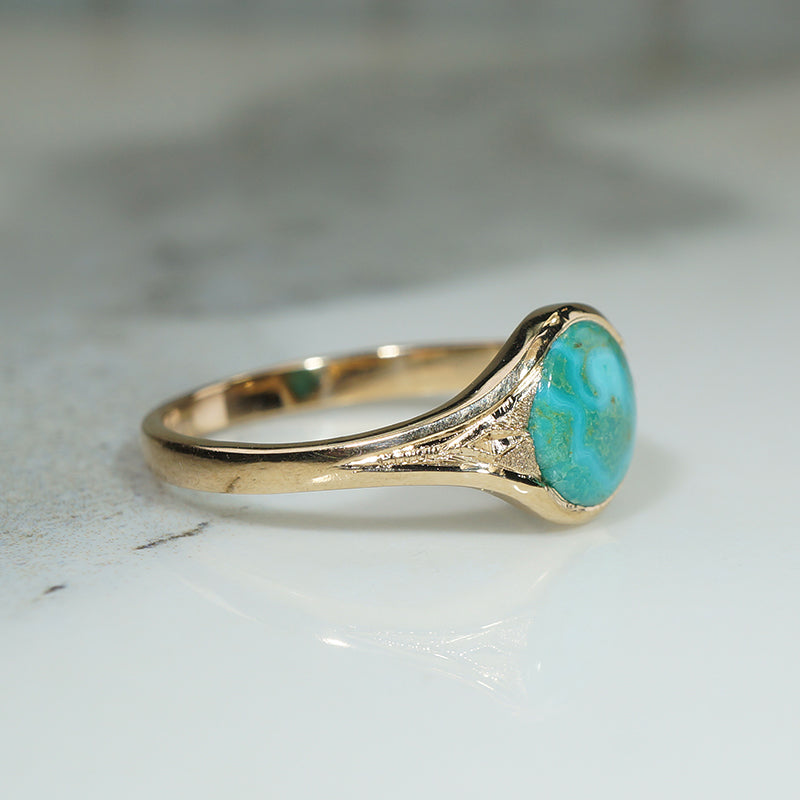 Love the Planet Recycled Turquoise and Gold Ring