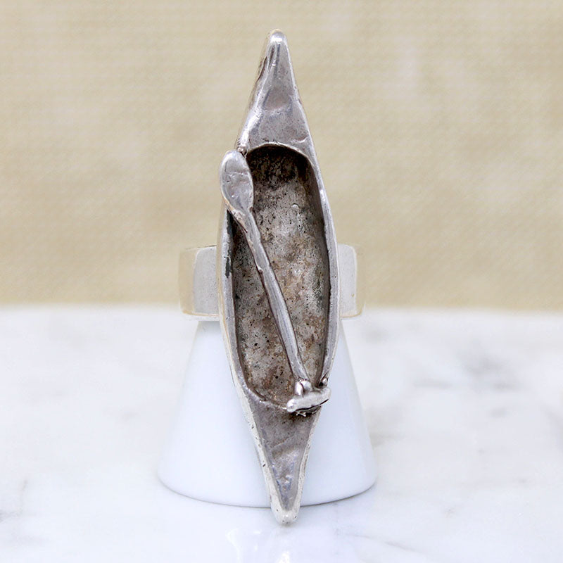 Three-Dimensional Sterling Silver Canoe Ring