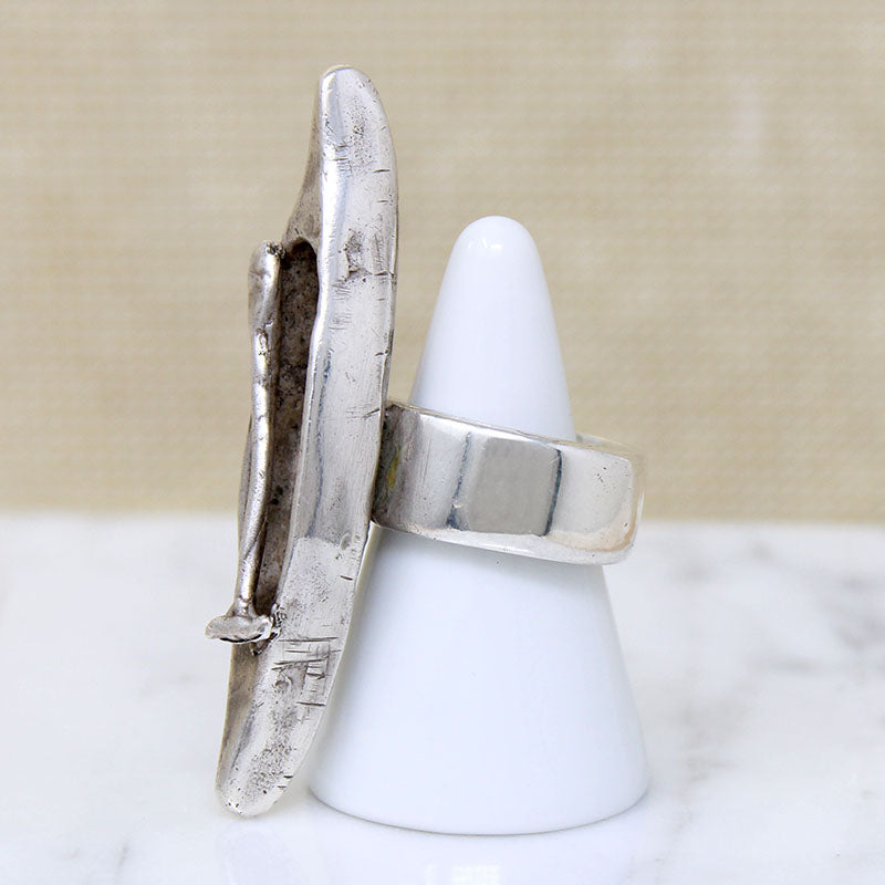 Three-Dimensional Sterling Silver Canoe Ring