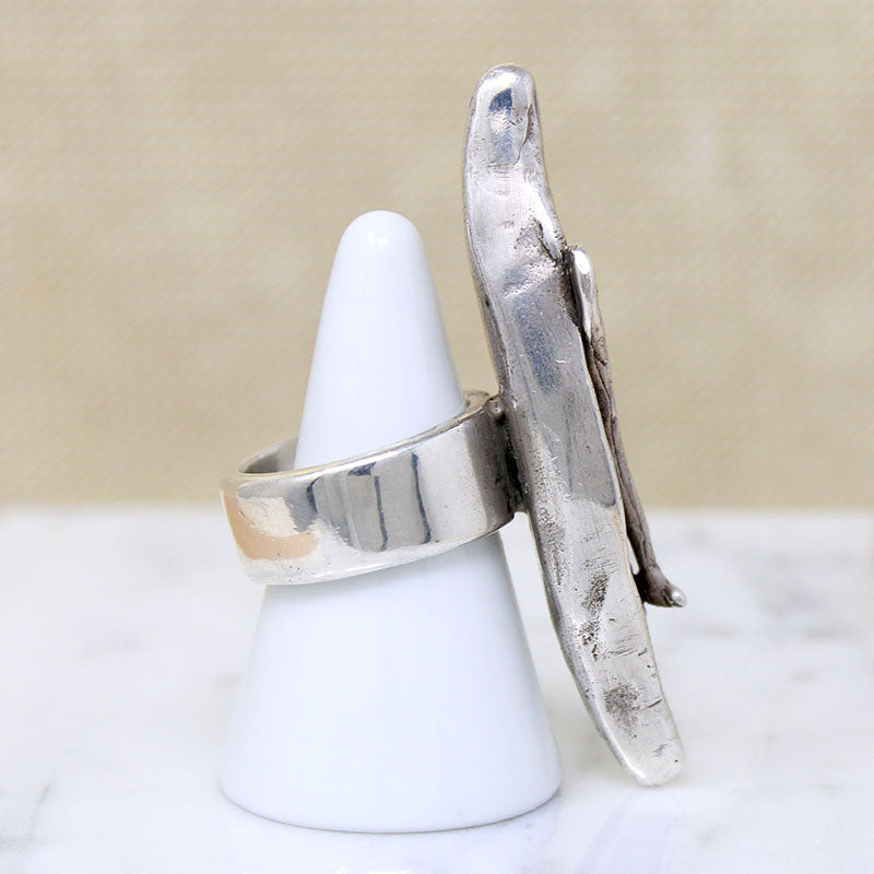 Three-Dimensional Sterling Silver Canoe Ring