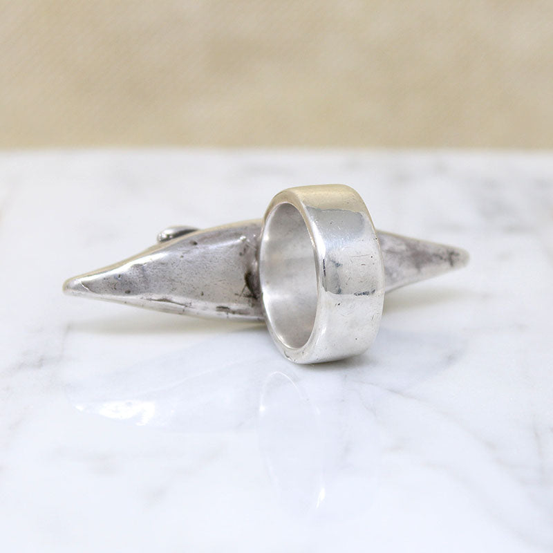 Three-Dimensional Sterling Silver Canoe Ring