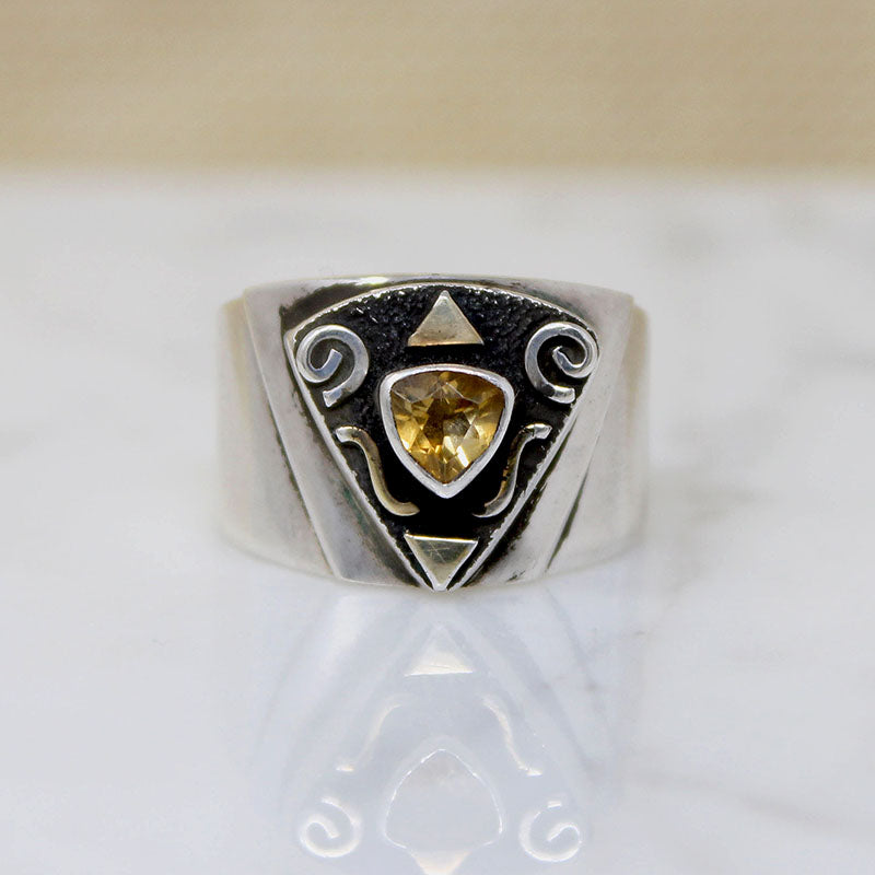 New Wave Triangles Sterling & Citrine Ring